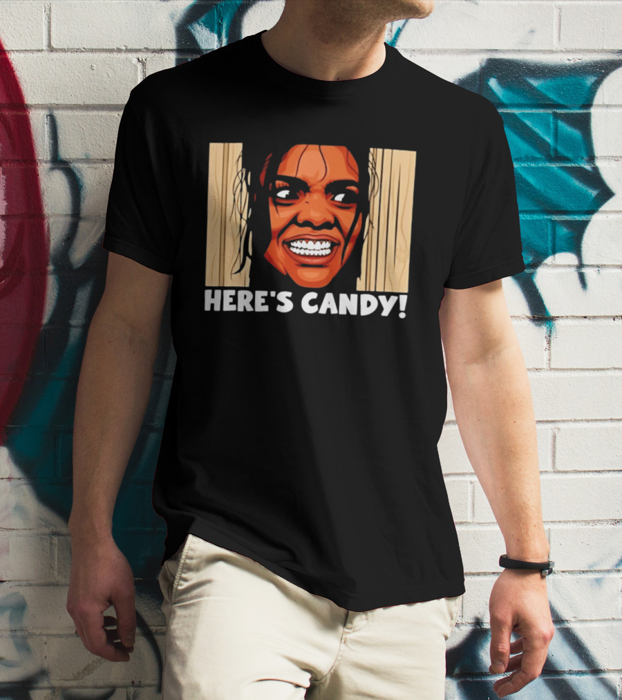 Here's Candy Horror Movie Halloween Face Breaking Through Wood T-Shirt