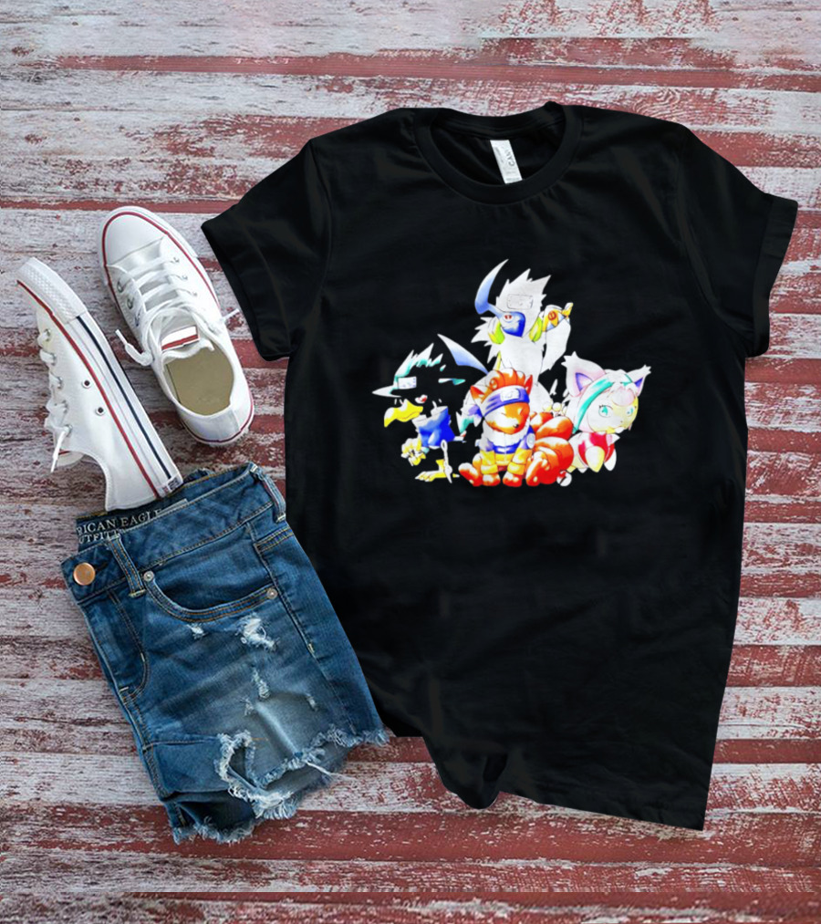 Chibi Pokemon Naruto Crossover With Animal Characters T-Shirt