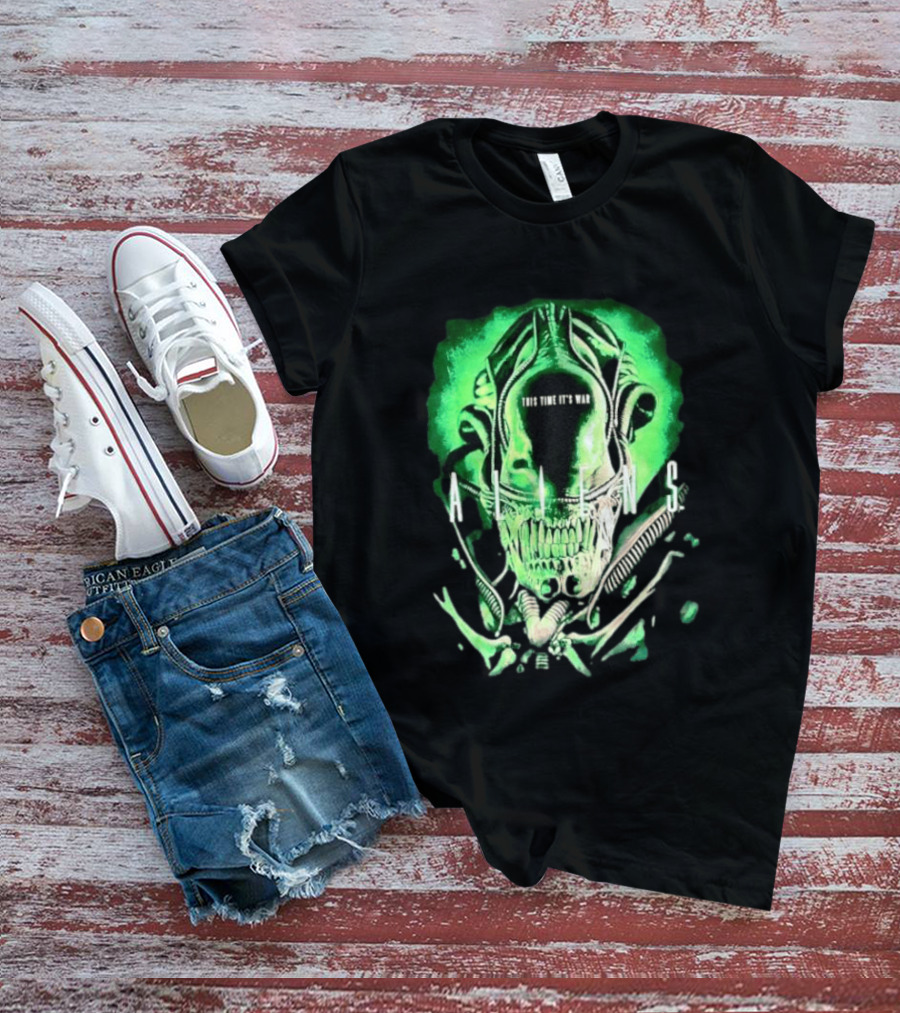 Xenomorph Aliens This Time It's War Alien Franchise Movie T-Shirt