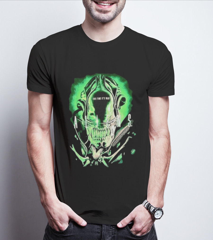 Xenomorph Aliens This Time It's War Alien Franchise Movie T-Shirt
