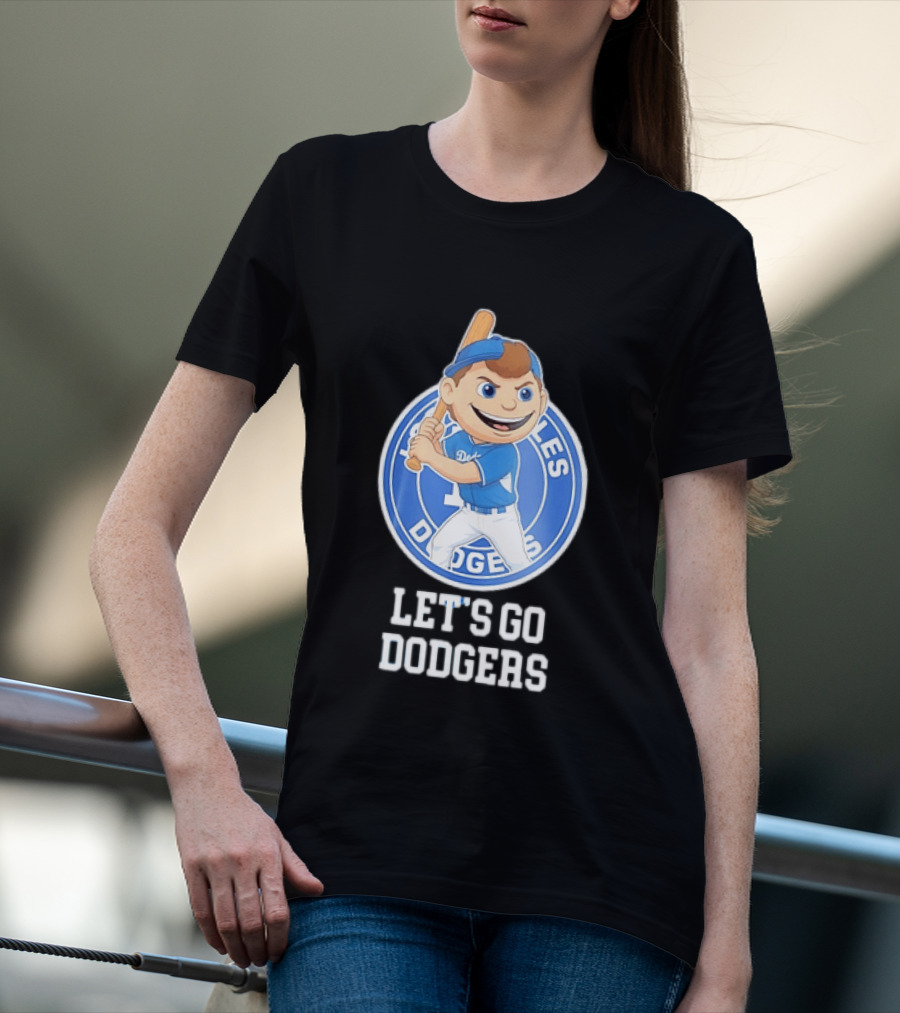 Los Angeles Dodgers Let's Go Dodgers Cartoon Character Baseball Bat T-Shirt