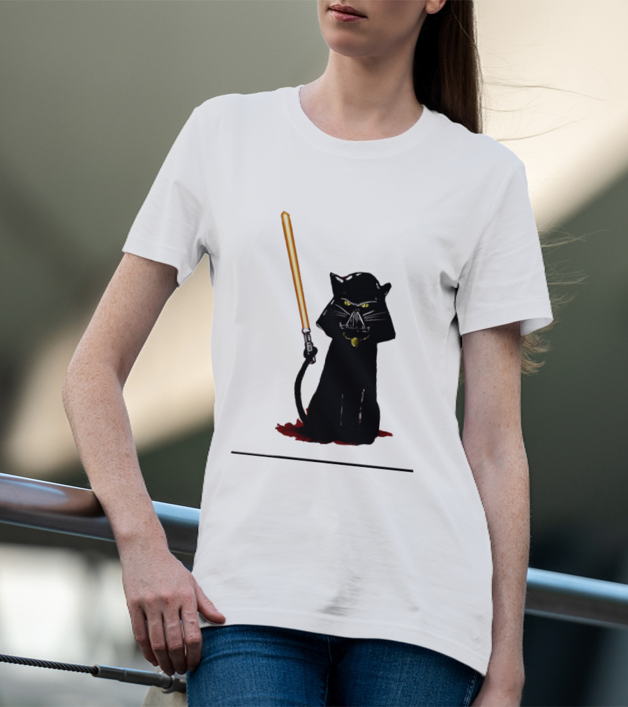 Darth Vader Cat Lightsaber Star Wars T-Shirt