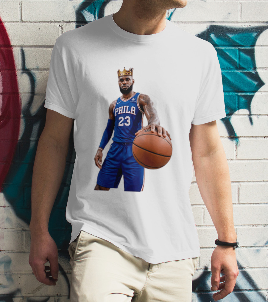 LeBron James King Crown Dribbling Philadelphia 76ers Basketball Player 23 Phila T-Shirt