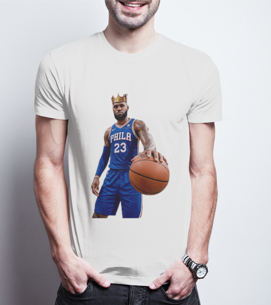LeBron James King Crown Dribbling Philadelphia 76ers Basketball Player 23 Phila T-Shirt