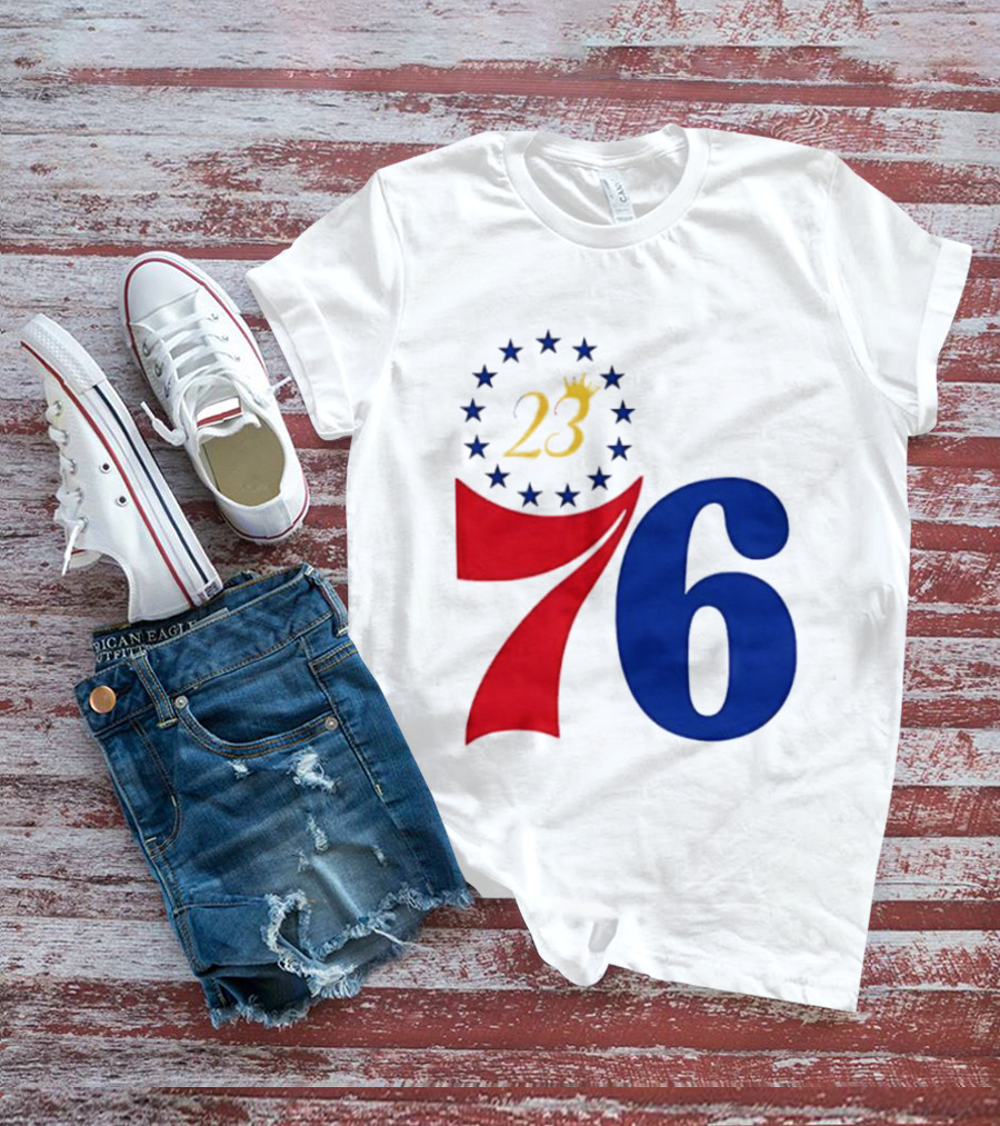LeBron James 23 Philadelphia 76ers Inspired Number Stars T-Shirt