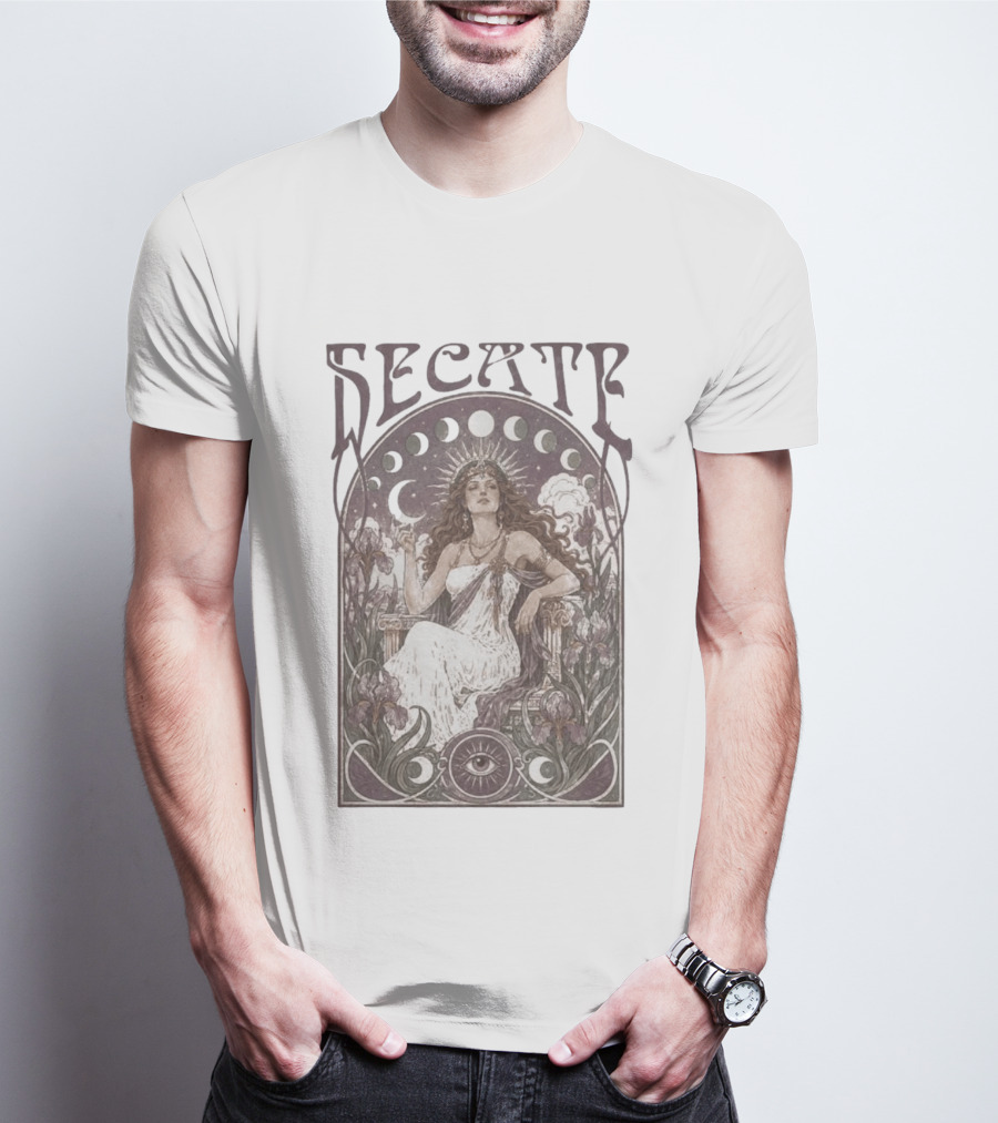 Hecate Goddess Moon Phases Magic Feminist Witch Pagan Crossroads Key Goth Grunge T-Shirt