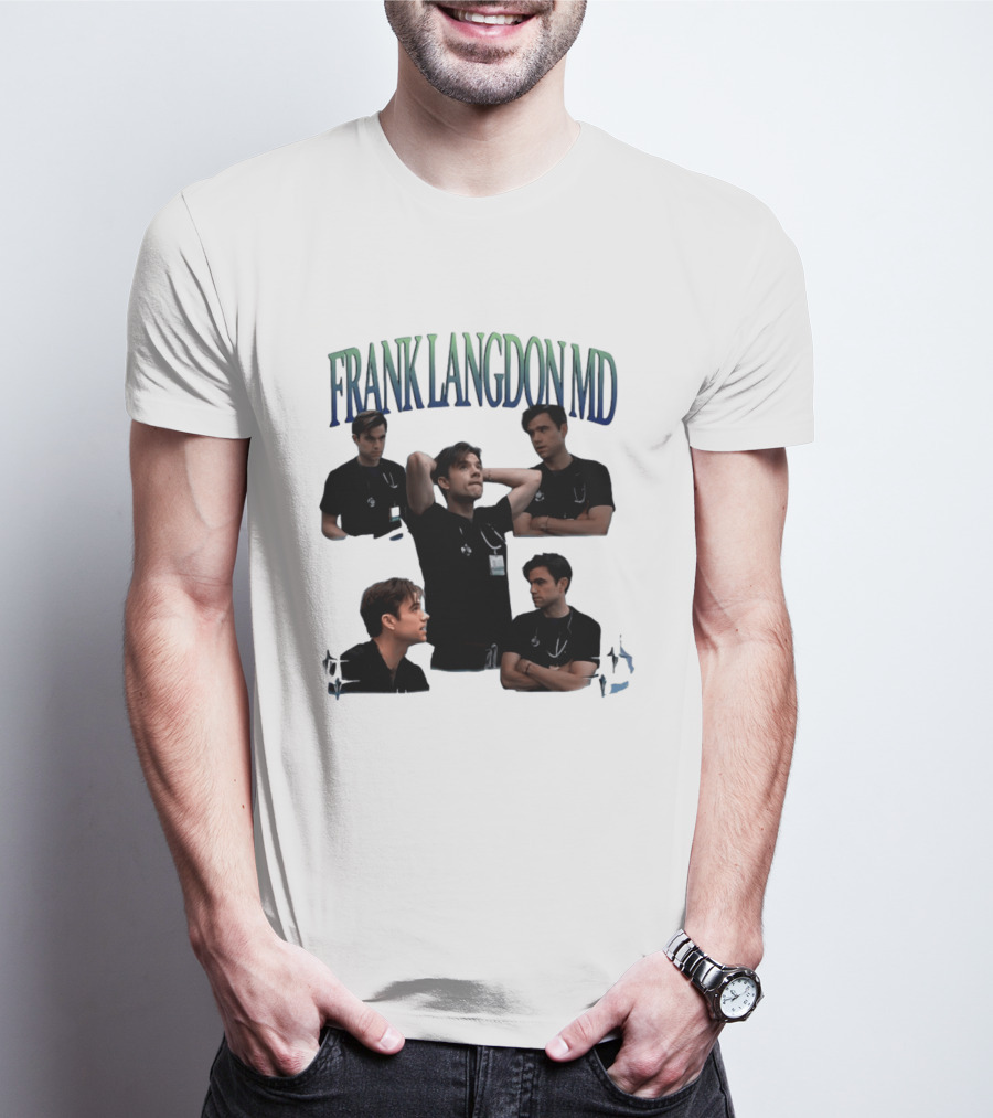 FRANK LANGDON MD Doctor Medical TV Show Character Stethoscope And ID T-Shirt