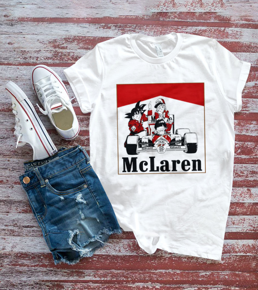 Goku Bulma Senbei McLaren Honda Marlboro Shell 27 Anime Racing Team Formula 1 T-Shirt