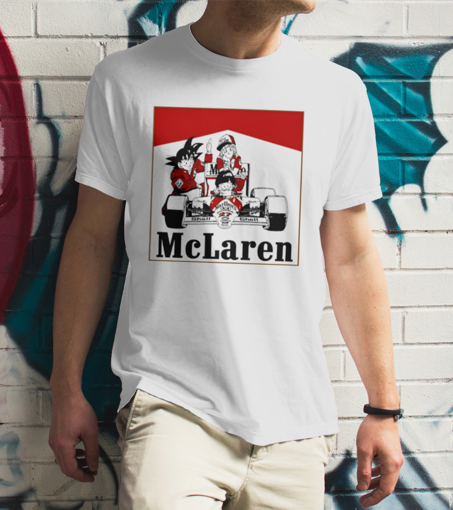 Goku Bulma Senbei McLaren Honda Marlboro Shell 27 Anime Racing Team Formula 1 T-Shirt