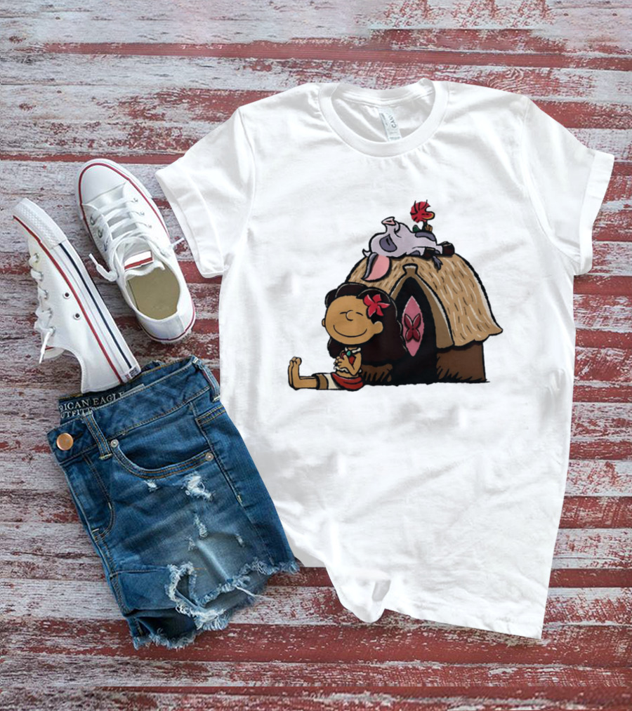 Moana Pua Heihei Peanuts Doghouse Cartoon T-Shirt