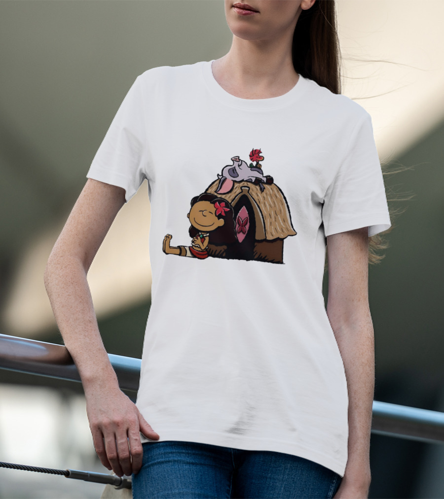 Moana Pua Heihei Peanuts Doghouse Cartoon T-Shirt