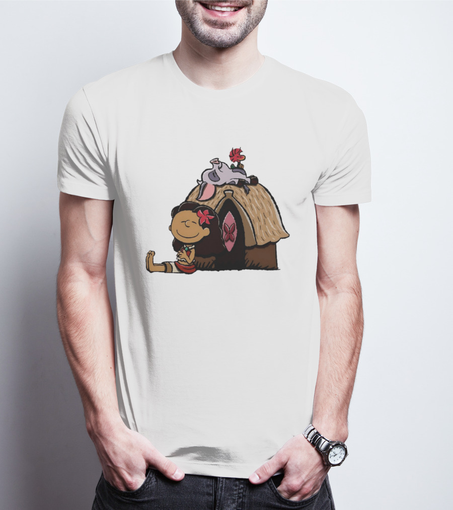 Moana Pua Heihei Peanuts Doghouse Cartoon T-Shirt