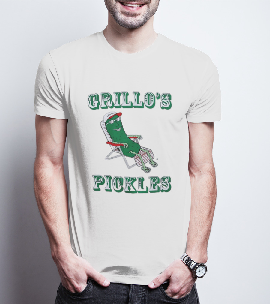 Grillo's Pickles Chill Pickle Relaxing In Chair T-Shirt
