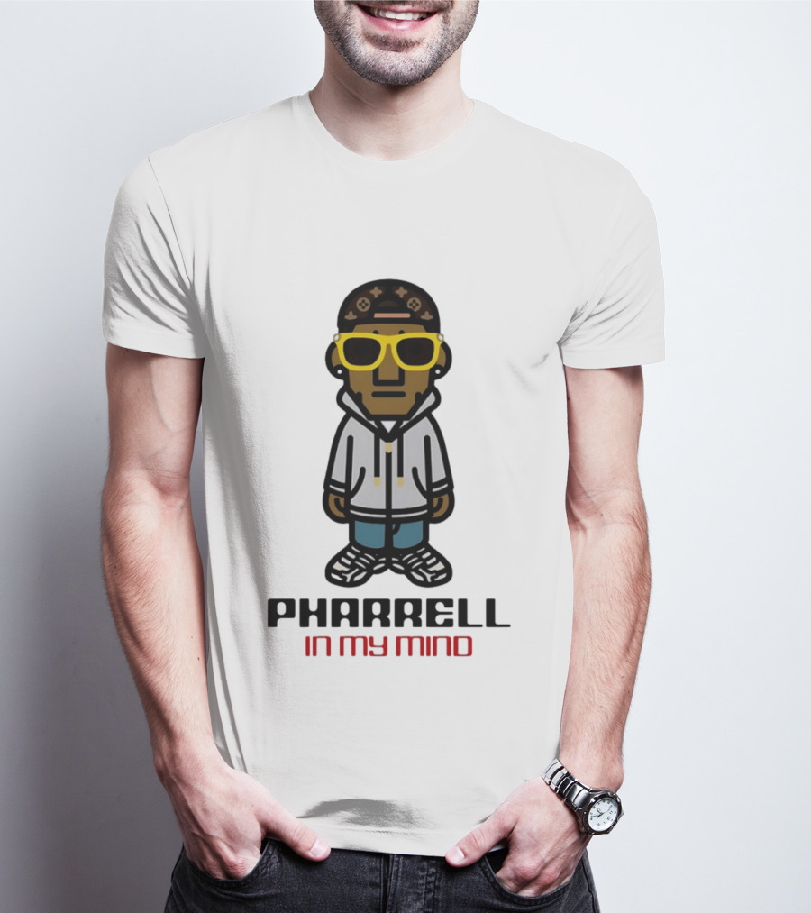Pharrell In My Mind Cartoon Style Yellow Glasses T-Shirt