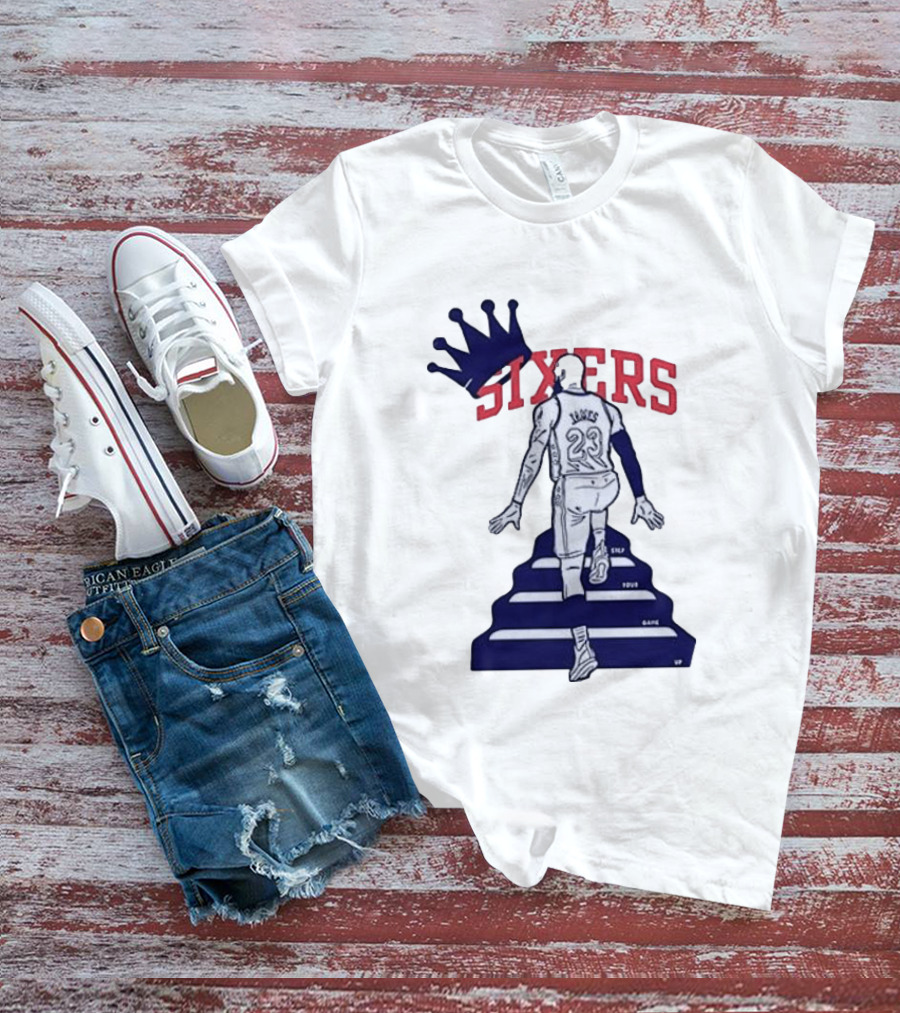 Philadelphia 76ers Sixers Lebron James Crowned Steps Silhouette 23 T-Shirt