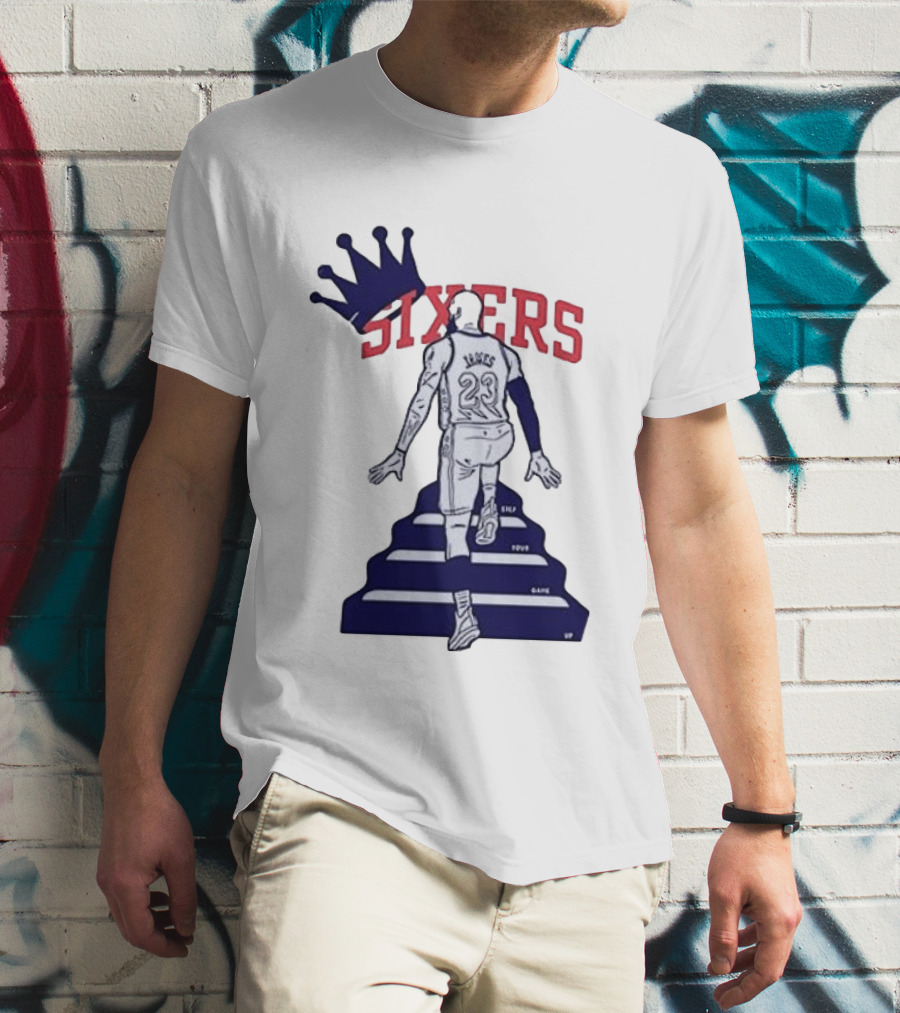 Philadelphia 76ers Sixers Lebron James Crowned Steps Silhouette 23 T-Shirt