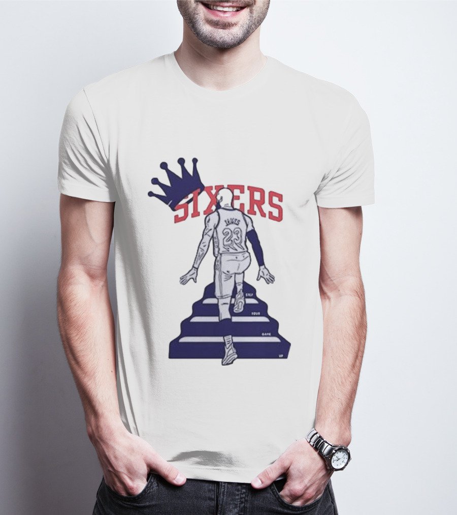 Philadelphia 76ers Sixers Lebron James Crowned Steps Silhouette 23 T-Shirt