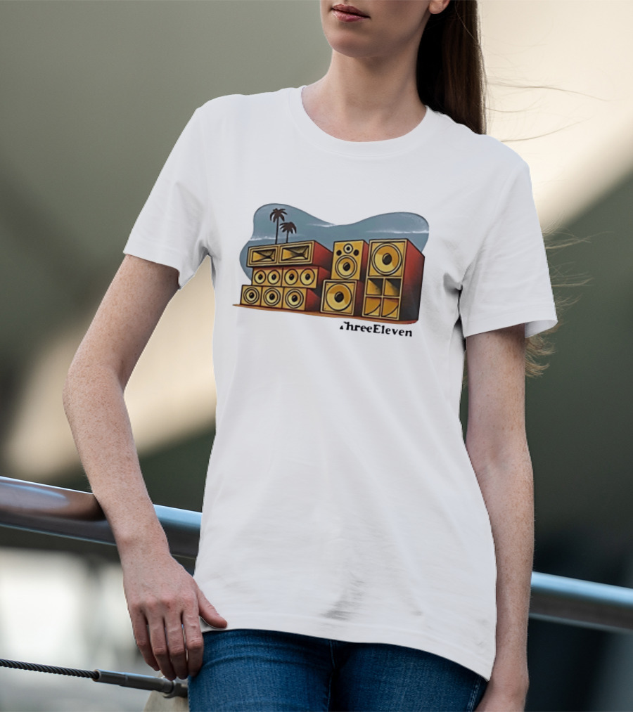 ThreeEleven Sound System Speaker Stack Reggae With Palm Trees T-Shirt
