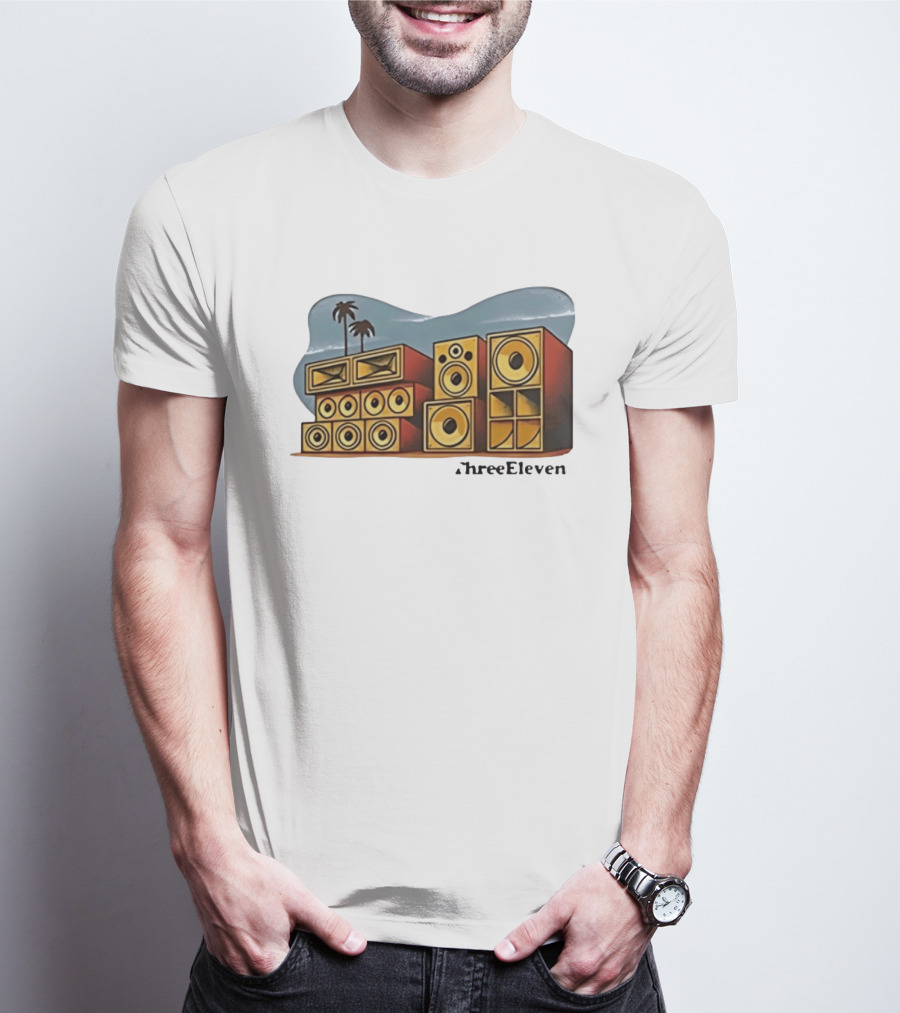 ThreeEleven Sound System Speaker Stack Reggae With Palm Trees T-Shirt