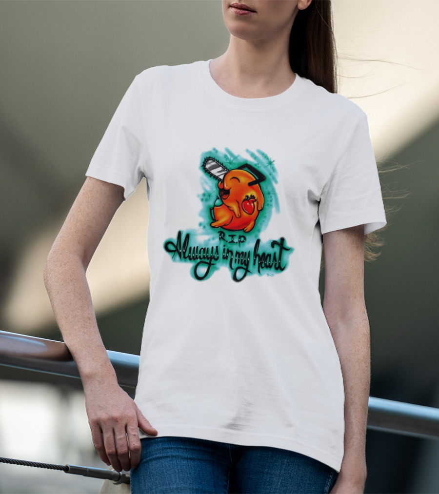 Pochita Chainsaw Man RIP Always In My Heart Memorial Anime T-Shirt