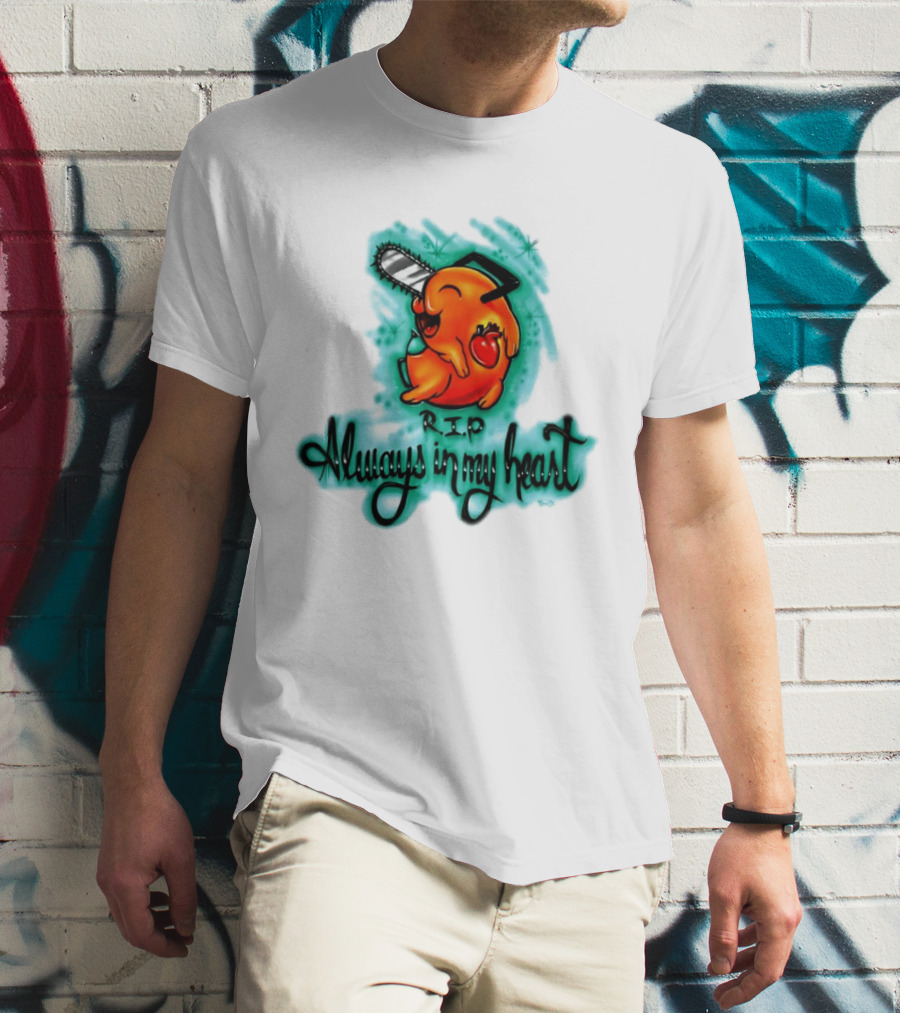 Pochita Chainsaw Man RIP Always In My Heart Memorial Anime T-Shirt