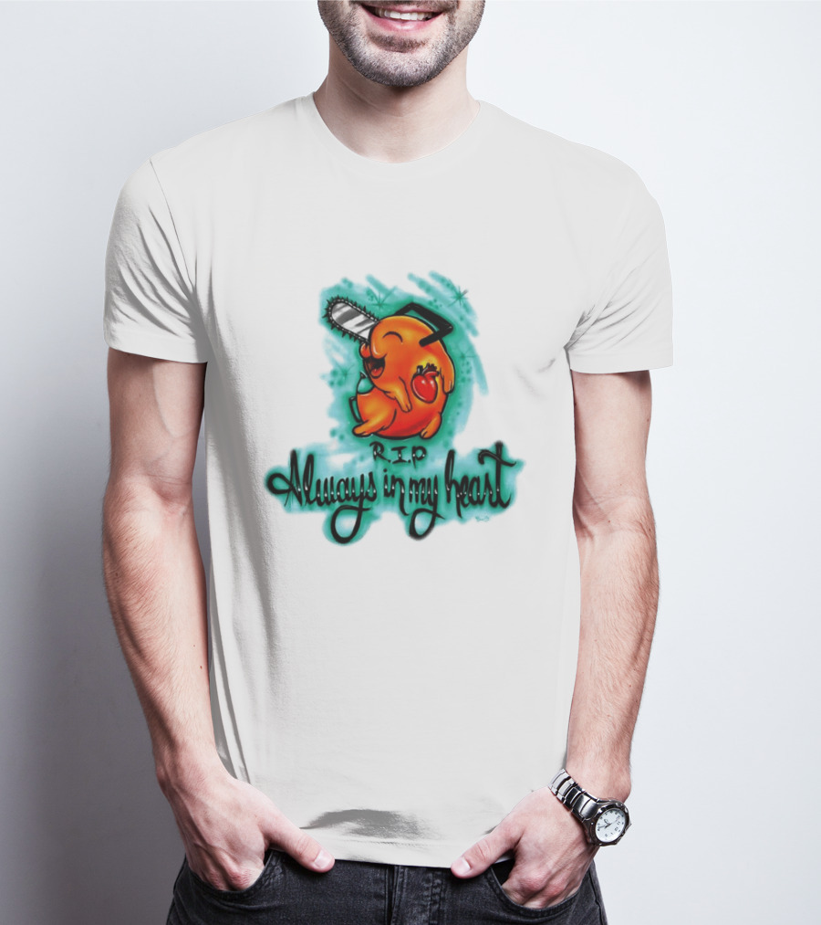 Pochita Chainsaw Man RIP Always In My Heart Memorial Anime T-Shirt