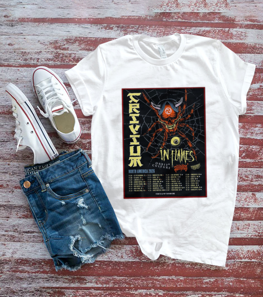 Trivium In Flames Orbit Culture Fit For An Autopsy North America 2026 Tour Dates And Locations T-Shirt