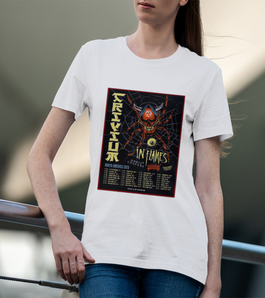 Trivium In Flames Orbit Culture Fit For An Autopsy North America 2026 Tour Dates And Locations T-Shirt