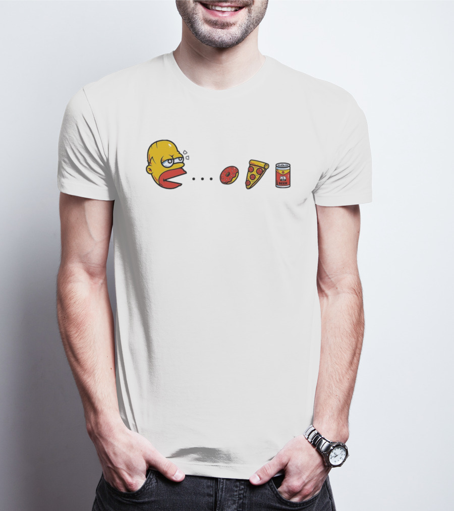 Simps Dad Pac Man Eating Donut Pizza And Beer T-Shirt