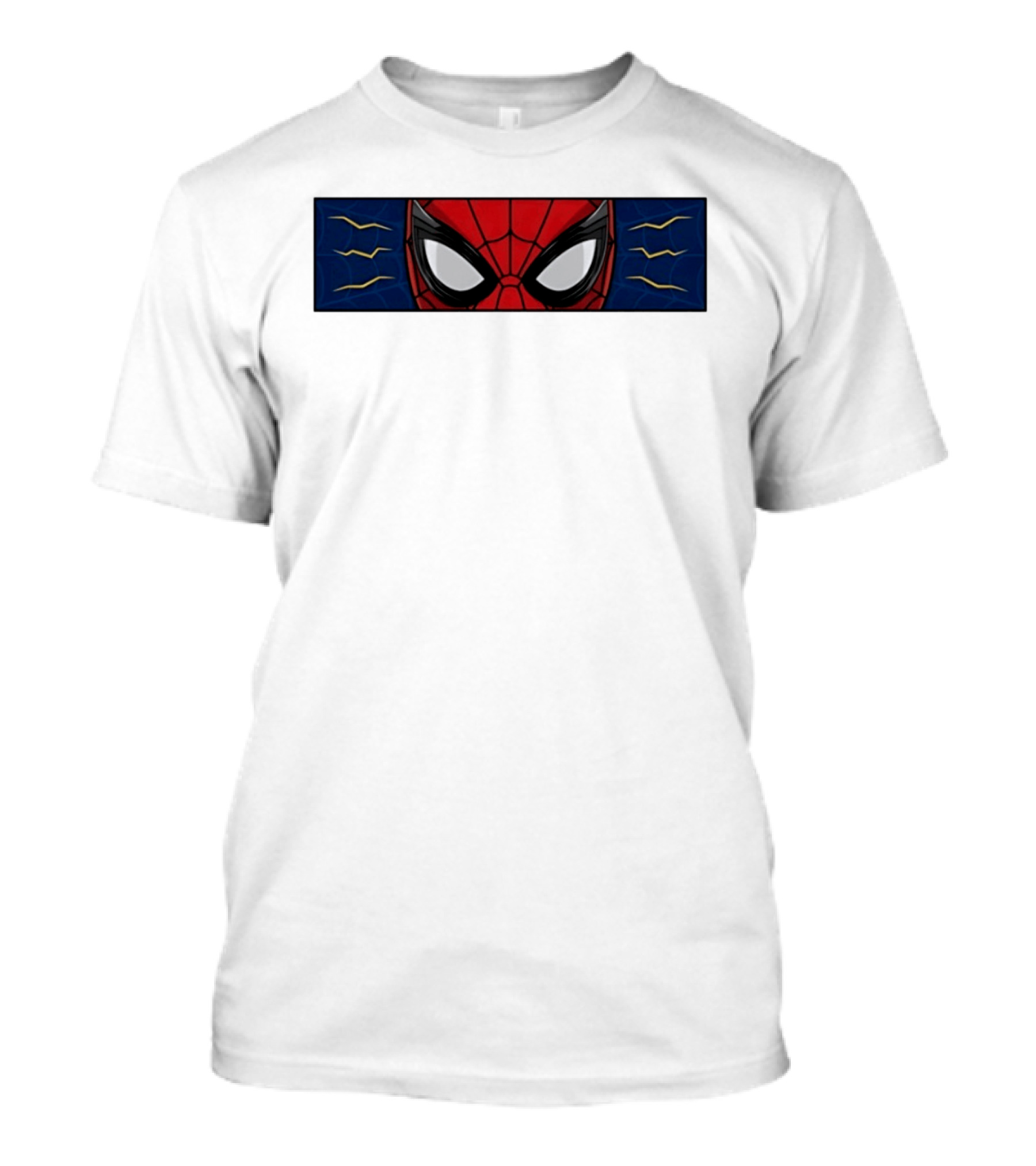 Spider Man With Great Power Comes Great Responsibility Marvel Superhero Mask Webbing T-Shirt