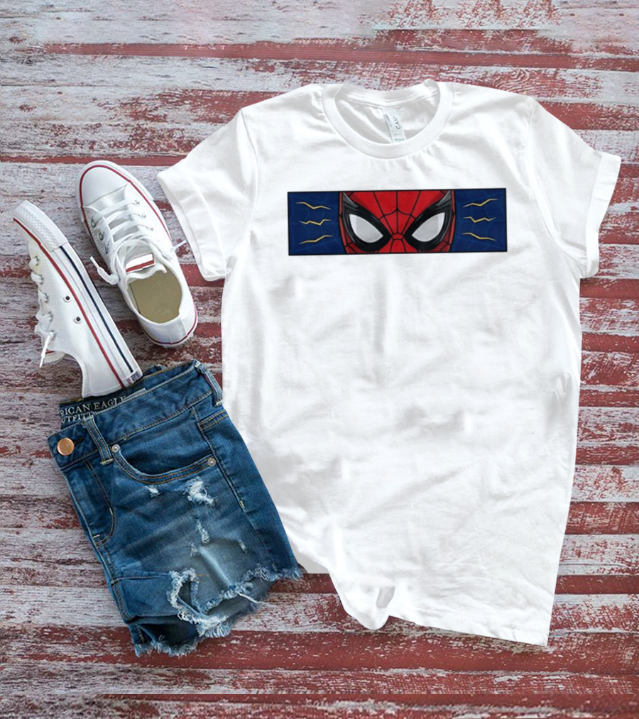 Spider Man With Great Power Comes Great Responsibility Marvel Superhero Mask Webbing T-Shirt