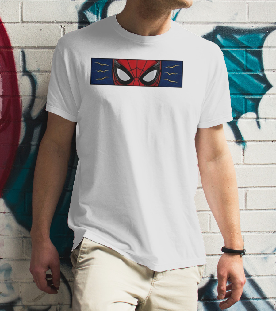 Spider Man With Great Power Comes Great Responsibility Marvel Superhero Mask Webbing T-Shirt