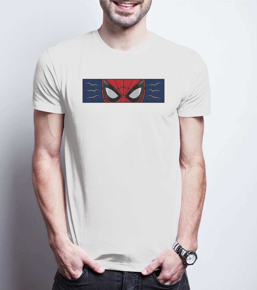 Spider Man With Great Power Comes Great Responsibility Marvel Superhero Mask Webbing T-Shirt