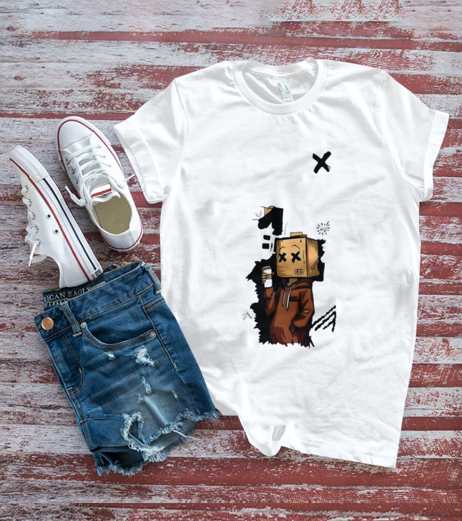 Good Person Box Head Drinking Coffee T-Shirt