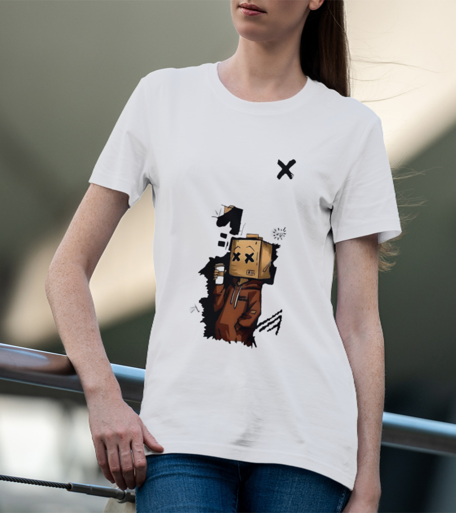 Good Person Box Head Drinking Coffee T-Shirt