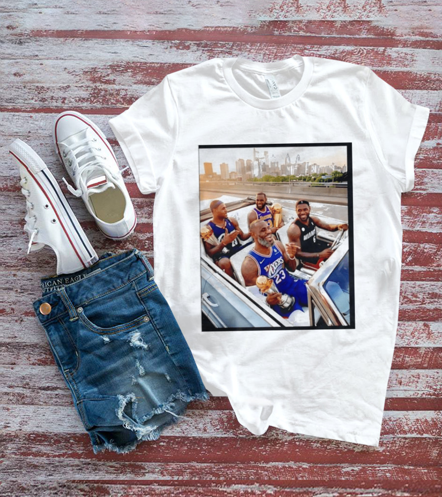 Lebron James Lakers Cavaliers Heat Champions Trophies Parade T-Shirt