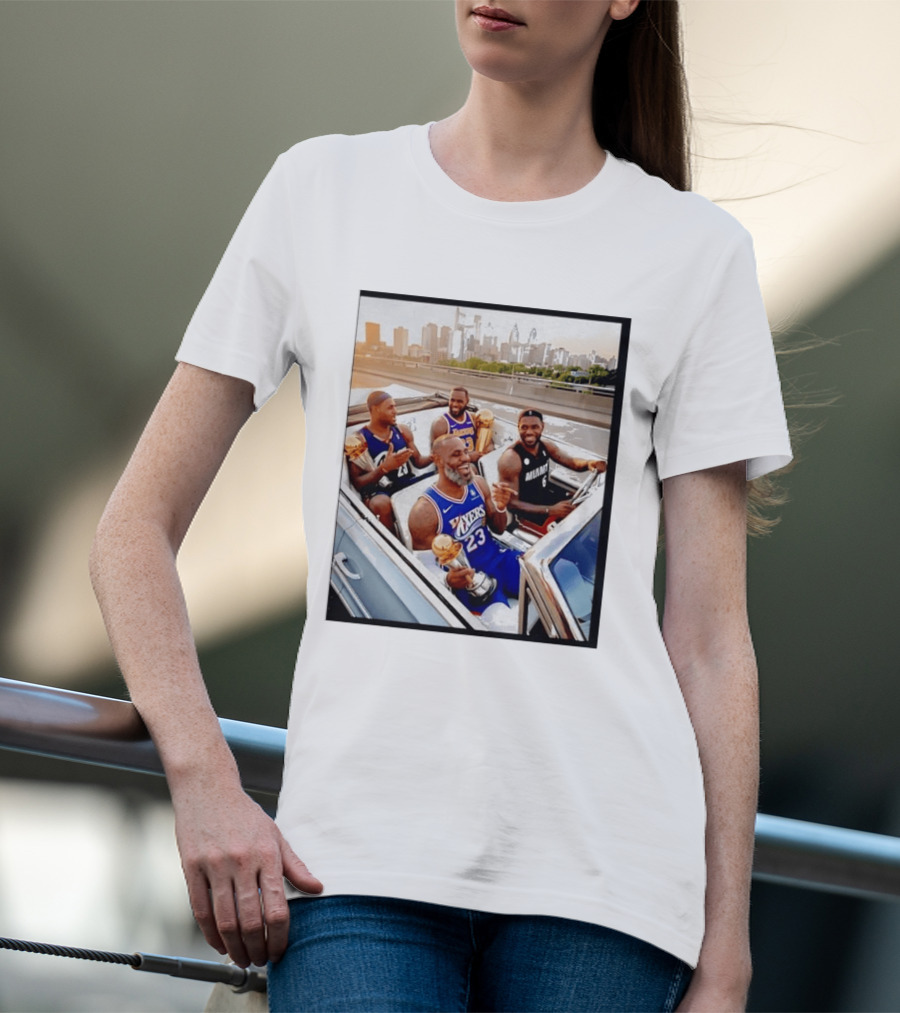 Lebron James Lakers Cavaliers Heat Champions Trophies Parade T-Shirt