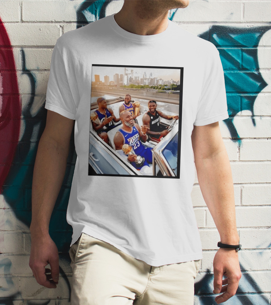 Lebron James Lakers Cavaliers Heat Champions Trophies Parade T-Shirt