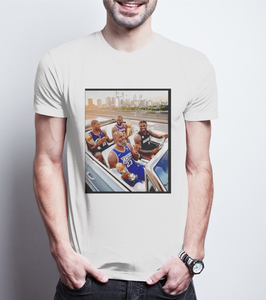 Lebron James Lakers Cavaliers Heat Champions Trophies Parade T-Shirt