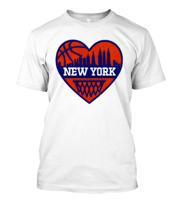 New York Knicks Heart Skyline Basketball Hoop T-Shirt