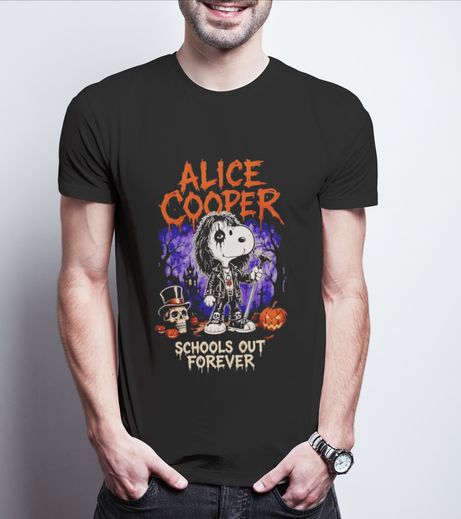 Alice Cooper Snoopy Schools Out Forever Halloween Punk Rock Mashup T-Shirt