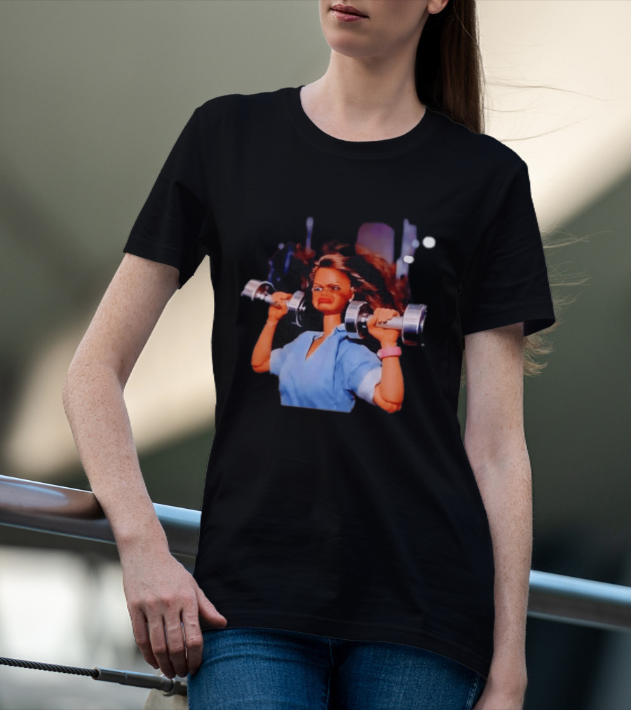 Barbie Lifting Weights Gym Meme Motivational Fitness Humor T-Shirt