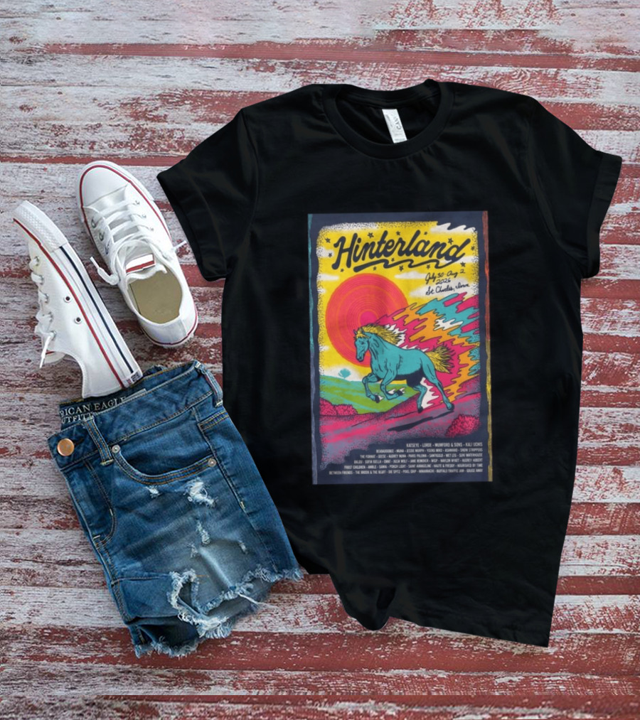 Hinterland Music Festival 2026 St. Charles Iowa July 30 August 2 Lineup Kaleidoscopic Horse T-Shirt