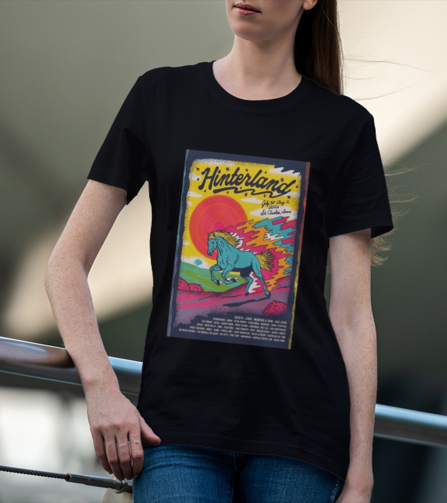Hinterland Music Festival 2026 St. Charles Iowa July 30 August 2 Lineup Kaleidoscopic Horse T-Shirt
