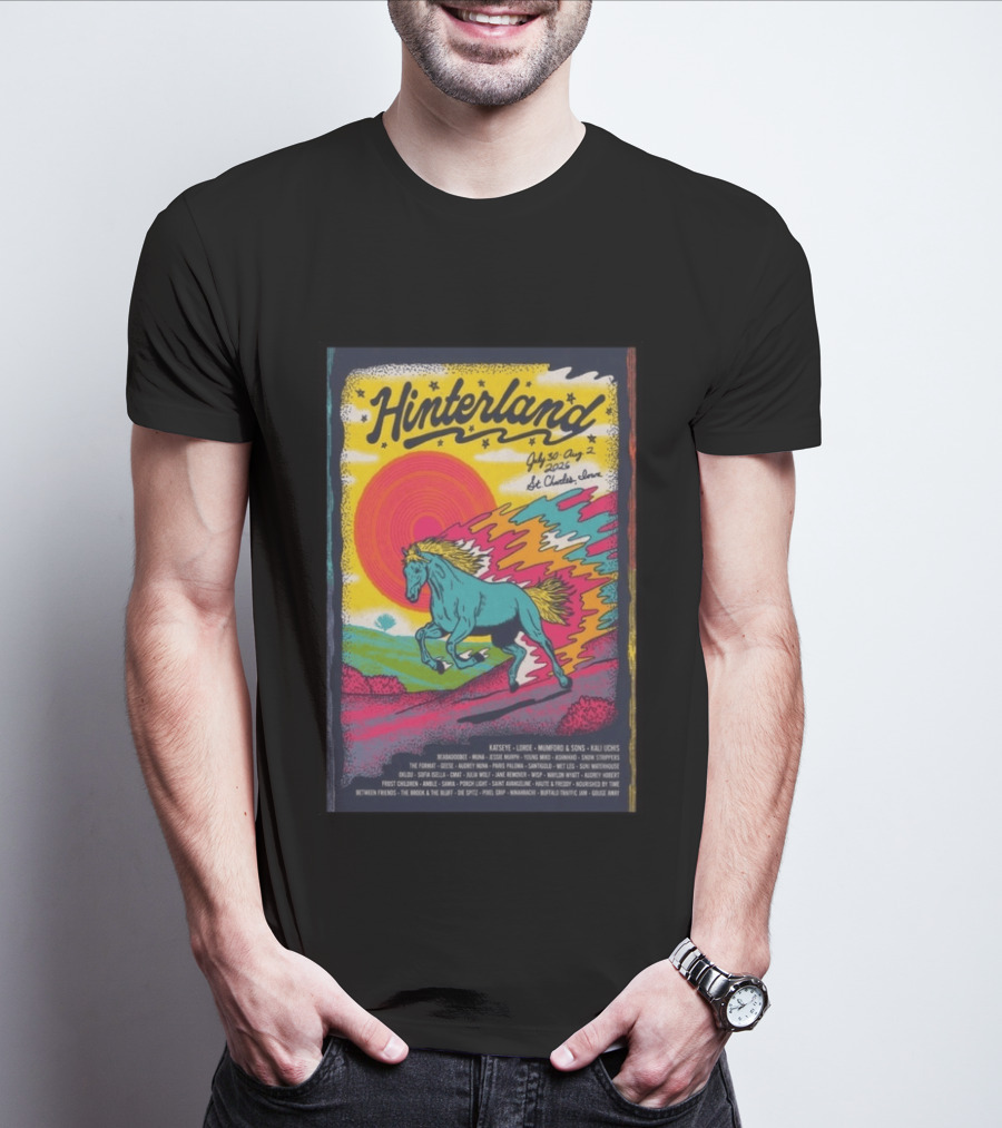 Hinterland Music Festival 2026 St. Charles Iowa July 30 August 2 Lineup Kaleidoscopic Horse T-Shirt