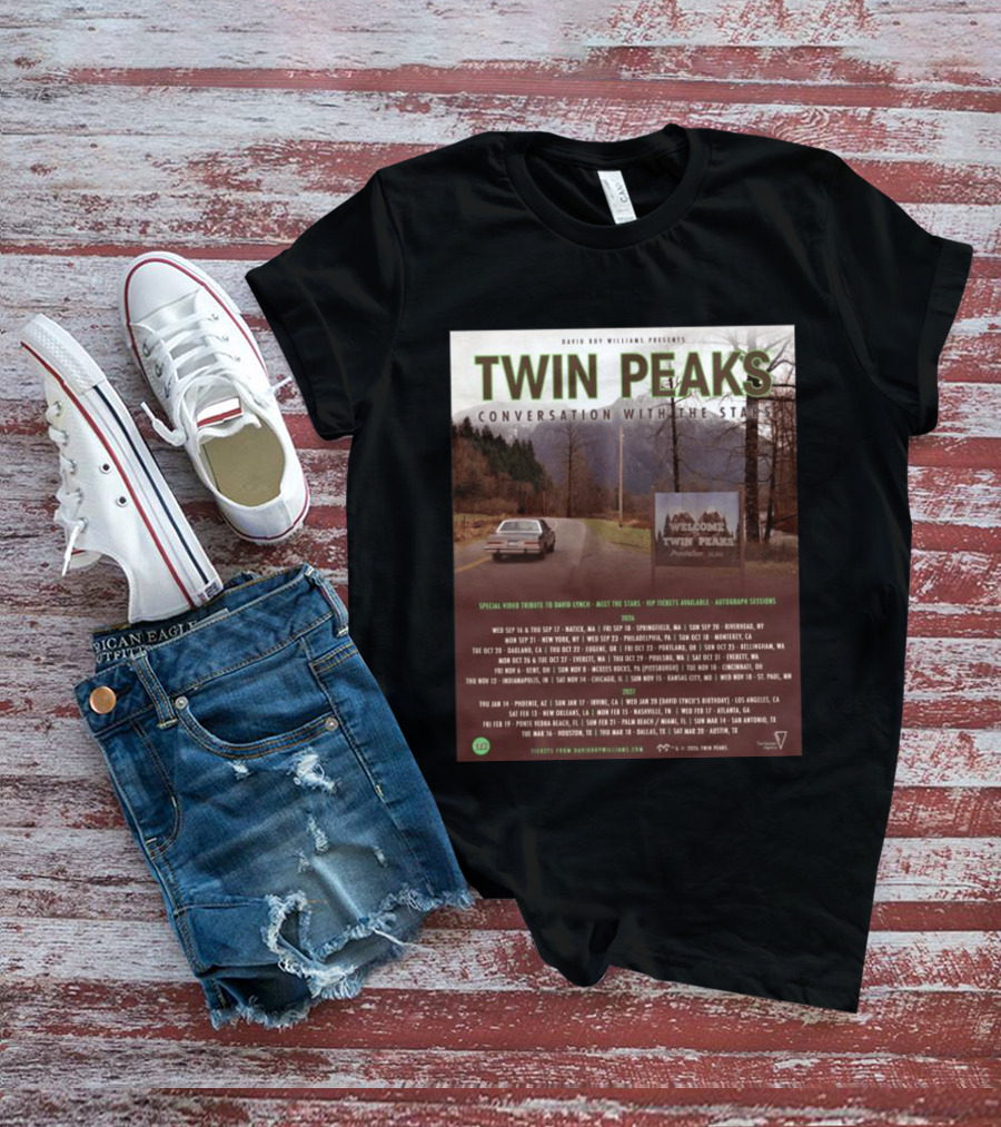 David Roy Williams Presents Twin Peaks Conversation With The Stars Tour Featuring Special Tribute To David Lynch 2023 2024 T-Shirt