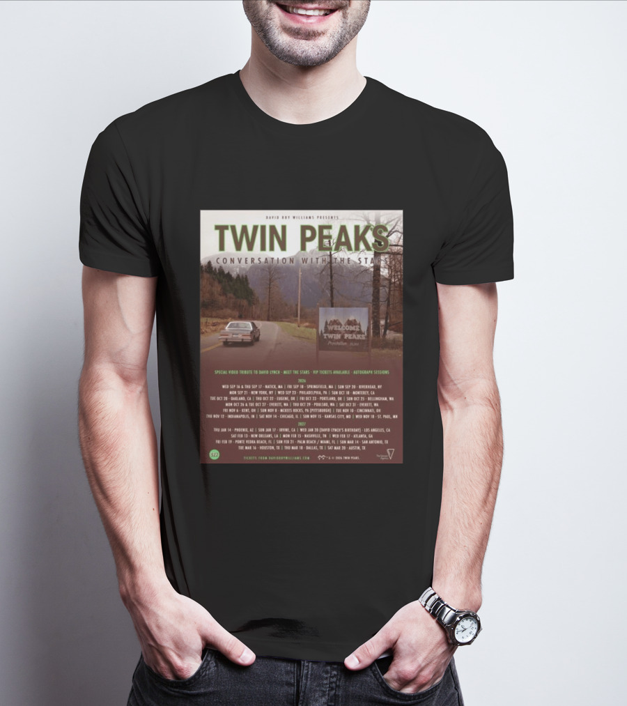 David Roy Williams Presents Twin Peaks Conversation With The Stars Tour Featuring Special Tribute To David Lynch 2023 2024 T-Shirt