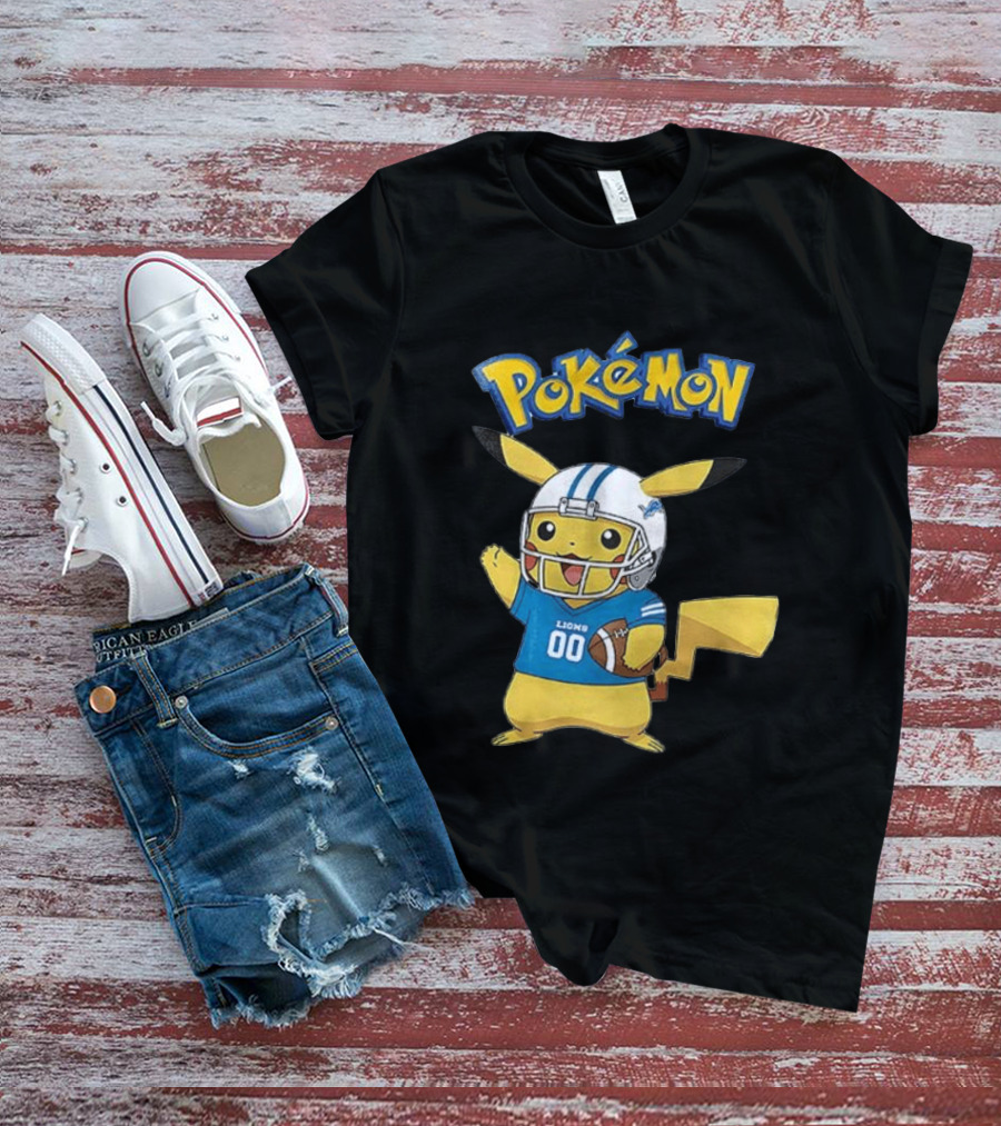 Detroit Lions Pokemon Pikachu Football Fan T-Shirt