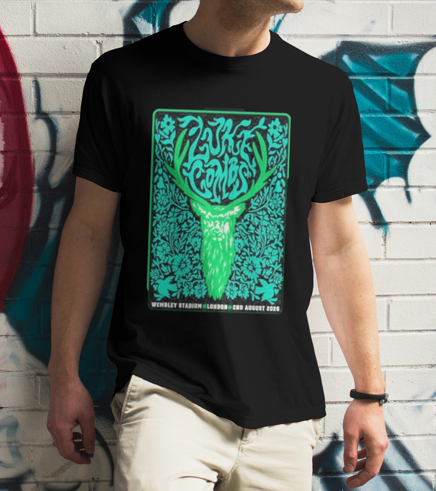 Luke Combs Wembley Stadium London August 2 2026 Deer Antlers Floral T-Shirt