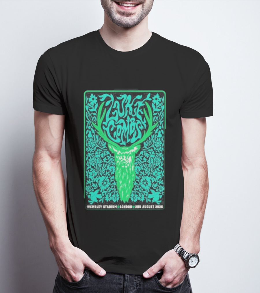 Luke Combs Wembley Stadium London August 2 2026 Deer Antlers Floral T-Shirt